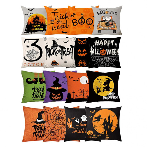 Housse de coussin QISIWOLE Halloween 45 x 45 cm 2