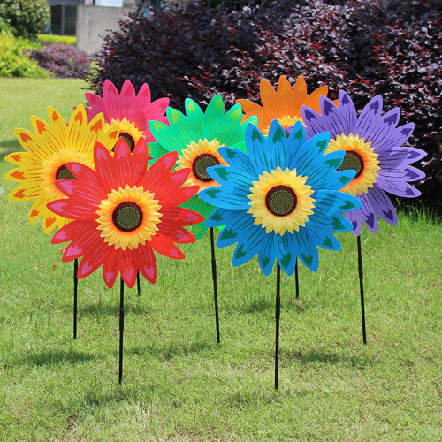 Sunflower Garden Wind Spinner Outdoor Decorative Windmill with 1