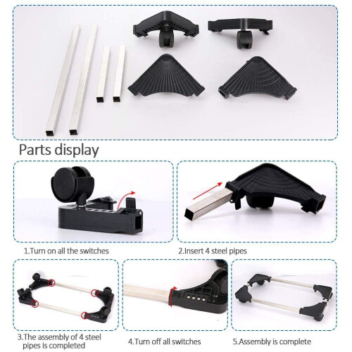 Adjustable PC Tower Stand with Wheels, Durable Steel Frame, Under Desk Rolling CPU Holder Black 2