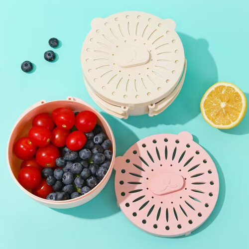 Drain Basket Fruit Vegetable Drainer Container with-White 2