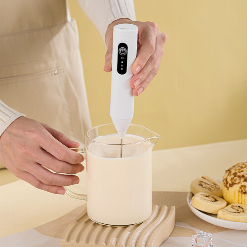 USB Chargings Milk Foamer 3 Variable Speed Detachable-White 2