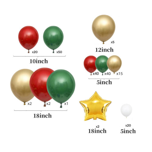 Kit de arco de corona de globos navideños rojo verde dorado blanco197 1