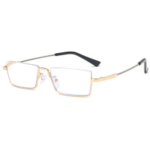Gold Reading Glasses +2.50 Blue Light Blocking Progressive Multifocal Memory Titanium Frame for Men