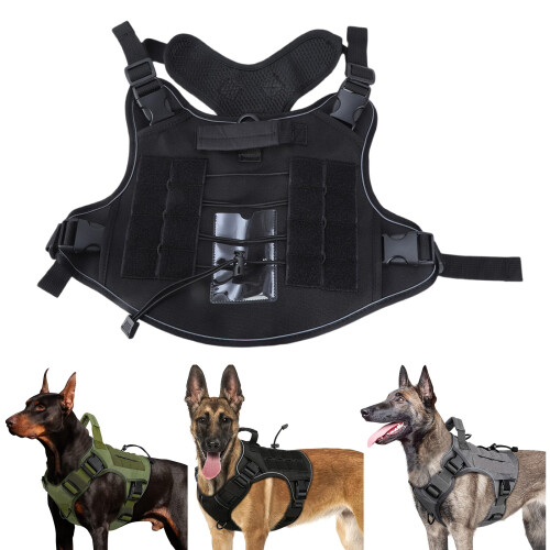 Reflective Pet Harness Tactically Vest with Ergonomic-Black M 2