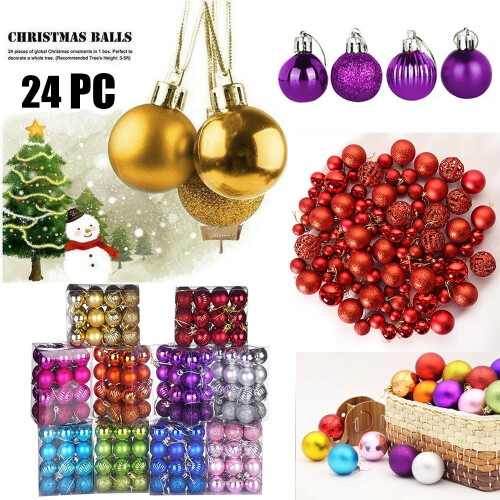 30mm Orange Plastic Christmas Baubles, 24-Pack 1