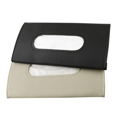 2pcs PU Leather Car Tissue Holder for Sun Visor, Compact SpaceSaving Box with Easy Clip Installation