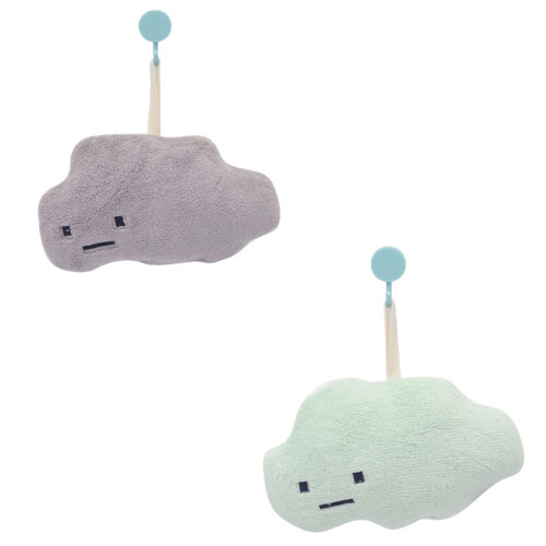 Soft Cloud Hanging Hand Towel Absorbent for Kids Home Use-grey 1