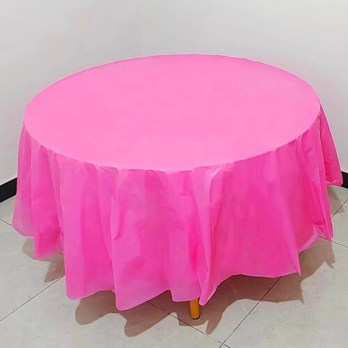 Leott Plastic Round Tablecloth 84 Inch 12 Pack Pink 1