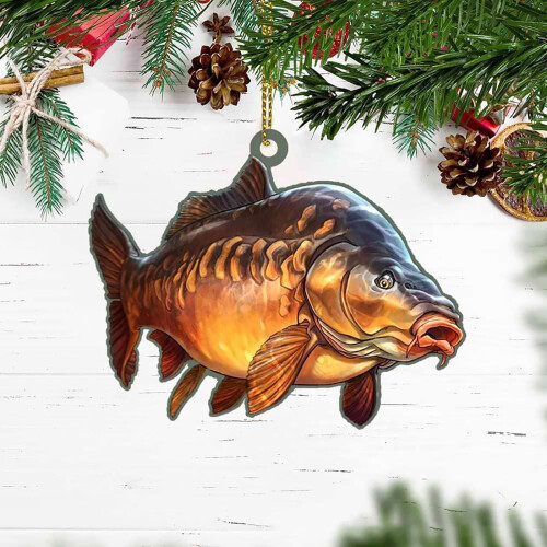 Green Bass Fish Christmas Ornament 2D Personalized 1