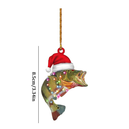 Personalized Green Bass Fish Ornament 2D 2