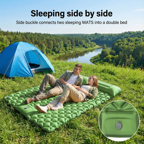 Identity Inflating Double Camping Slumbering Pad-blue 2