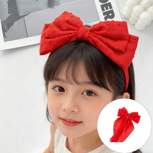 Soft Ribbon Fabric Large Round Dot Bows Hairclip Spring-Green 2