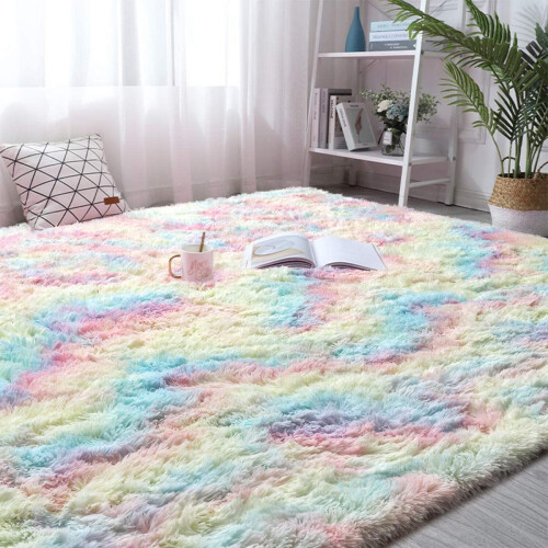 Fluffy geometrisk teppe til soverom/barnerom 1