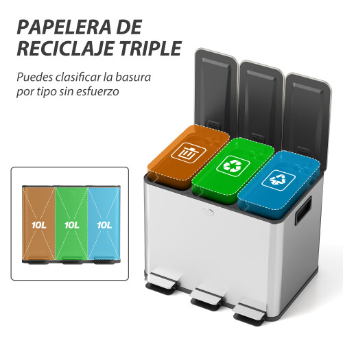 Homcom Cubo de Basura Gris 49.6 x 34.5 x 38.6 cm 1