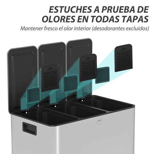 Homcom Cubo de Basura Gris 49.6 x 34.5 x 38.6 cm 2