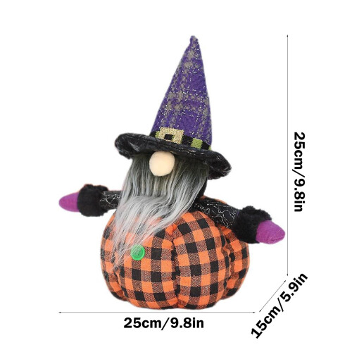 Halloweenversieringen: stoffen hoed, baard, pop, pompoen 2