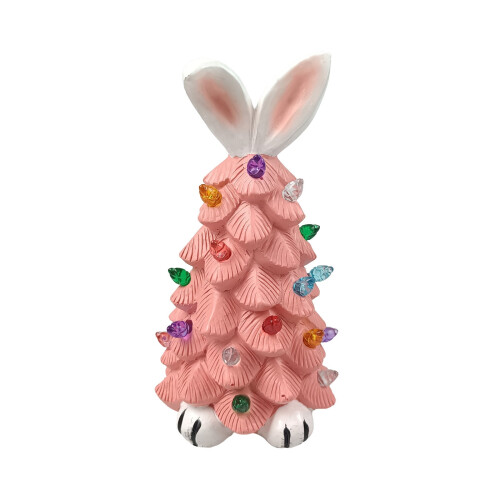 Pink Bunny LED Desktop Tree Ceramic Easter Decor 1