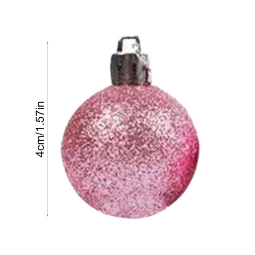 Pink Christmas Baubles Pendants Shatterproof Plastic Set 2