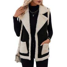 Women'S Faux Suede Vests Sleeveless Jackets V Neck Button Down Fleece Casual Fall Winter Outerwear Black M