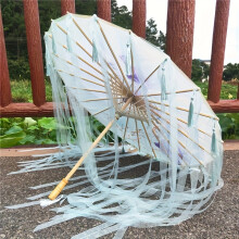 (Illusion) Traditional Chinese Folding Umbrella with Red Floral & Bird Pattern - Sturdy Wood Frame & Suitable for Sun Protection
