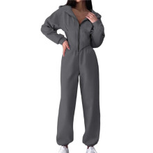 Dames 2-Delige Outfits met Rits, Cropped Hoodies, Joggingbroeken, Bijpassende Loungesets en Trendy Winterkleding Grijs M