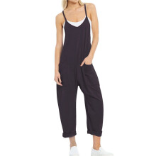 Dames Casual Zomer Overalls Mouwloos Spaghettibandjes Romper Jumpsuits Trendy Strandvakantie Outfits Zwart XL
