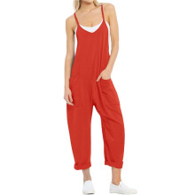 Dames Casual Zomer Overalls Mouwloos Spaghettibandjes Romper Jumpsuits Trendy Strandvakantie Outfits Oranje & Rood M