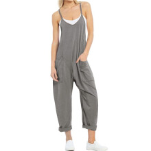 Dames Casual Zomer Overalls Mouwloos Spaghettibandjes Romper Jumpsuits Trendy Strandvakantie Outfits Donkergrijs S