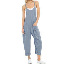 Dames Casual Zomer Overalls Mouwloos Spaghettibandjes Romper Jumpsuits Trendy Strandvakantie Outfits Lichtblauw XXL