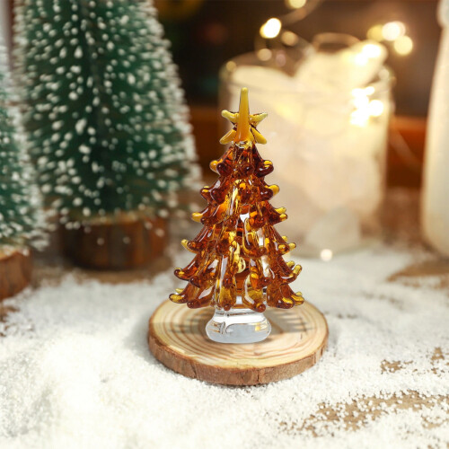 Brown Glass Mini Christmas Tree Ornament 6 cm 2