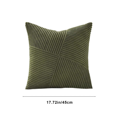 Funda de almohada de patchwork de pana, moderna, color liso, 18x18 2