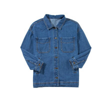 Jean Jacket for Women Distressed Long Sleeve Oversized Denim Trucker Jackets Coat Royal XXL