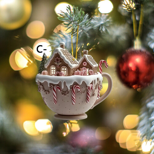 Christmas tree coffee cup ornament acrylic snow house 1 2
