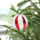 Gold striped pompom Christmas balls 8 cm 5
