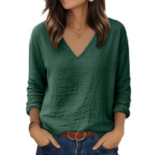 Women's Long  Dress with Round Neck and Twisted-dark green M