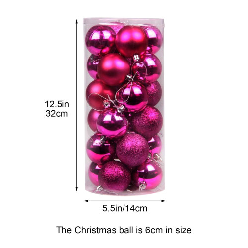 Ensemble de 24 boules de Noël unies de 6 cm (2,36 pouces) 2