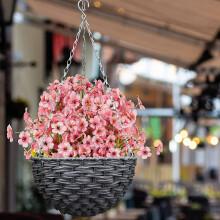 Kunstbloemen voor Buiten, 12 Bundels UV-Bestendige Nepbloemen voor Buiten, Geen Vervaagde Plastic Nepbloemen, Roze