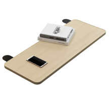 Clamp On Keyboard Tray Solid Wood Foldable Under Desk Drawer with Dual Mouse Platforms Oak Finish