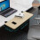 Clamp On Keyboard Tray Solid Wood Foldable Under Desk Drawer with Dual Mouse Platforms Oak Finish 3