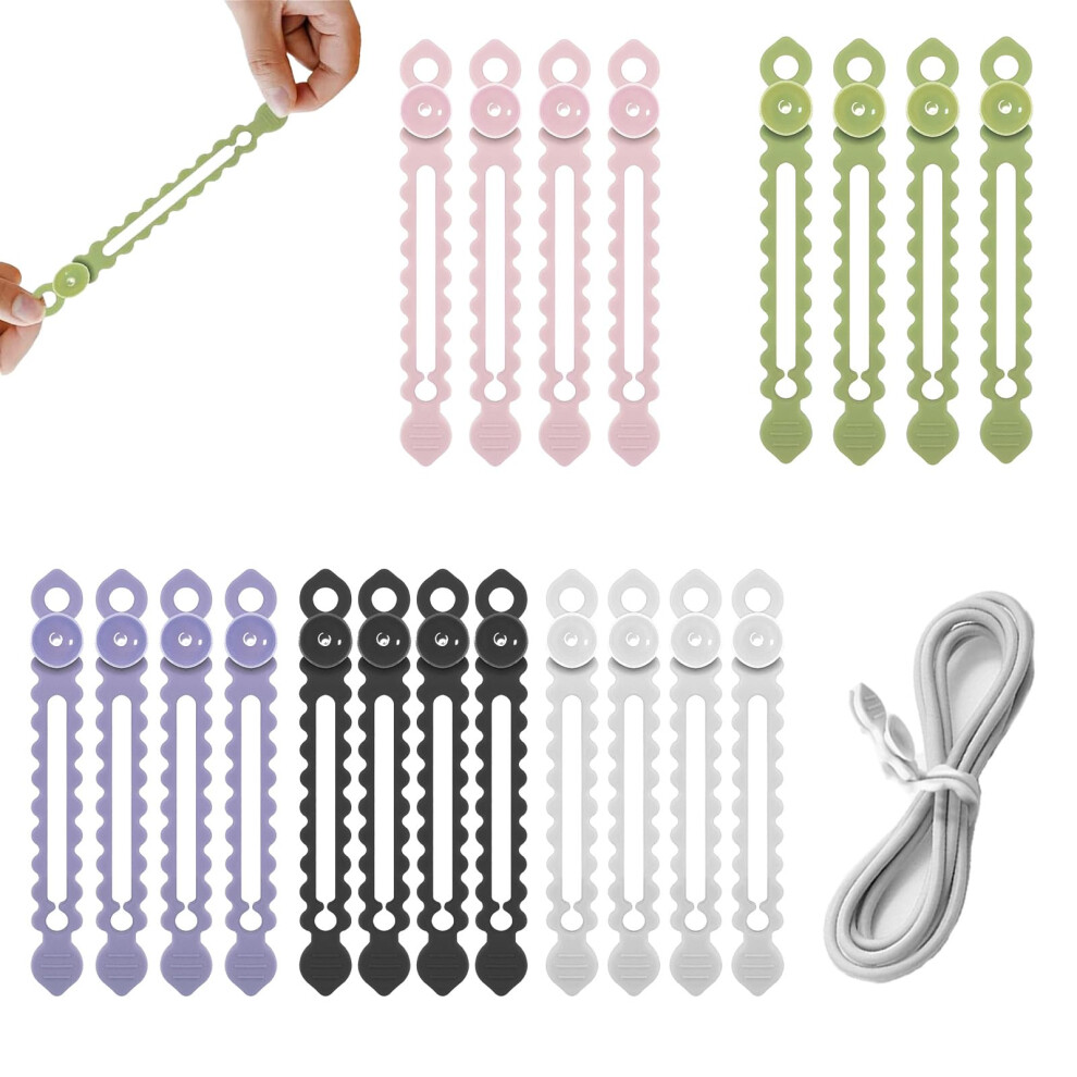Reusable Silicone Cable Ties 20 Pack, Durable Cable Organizer For Home Office, Elasticity Tangle Cord Management 9310869821984