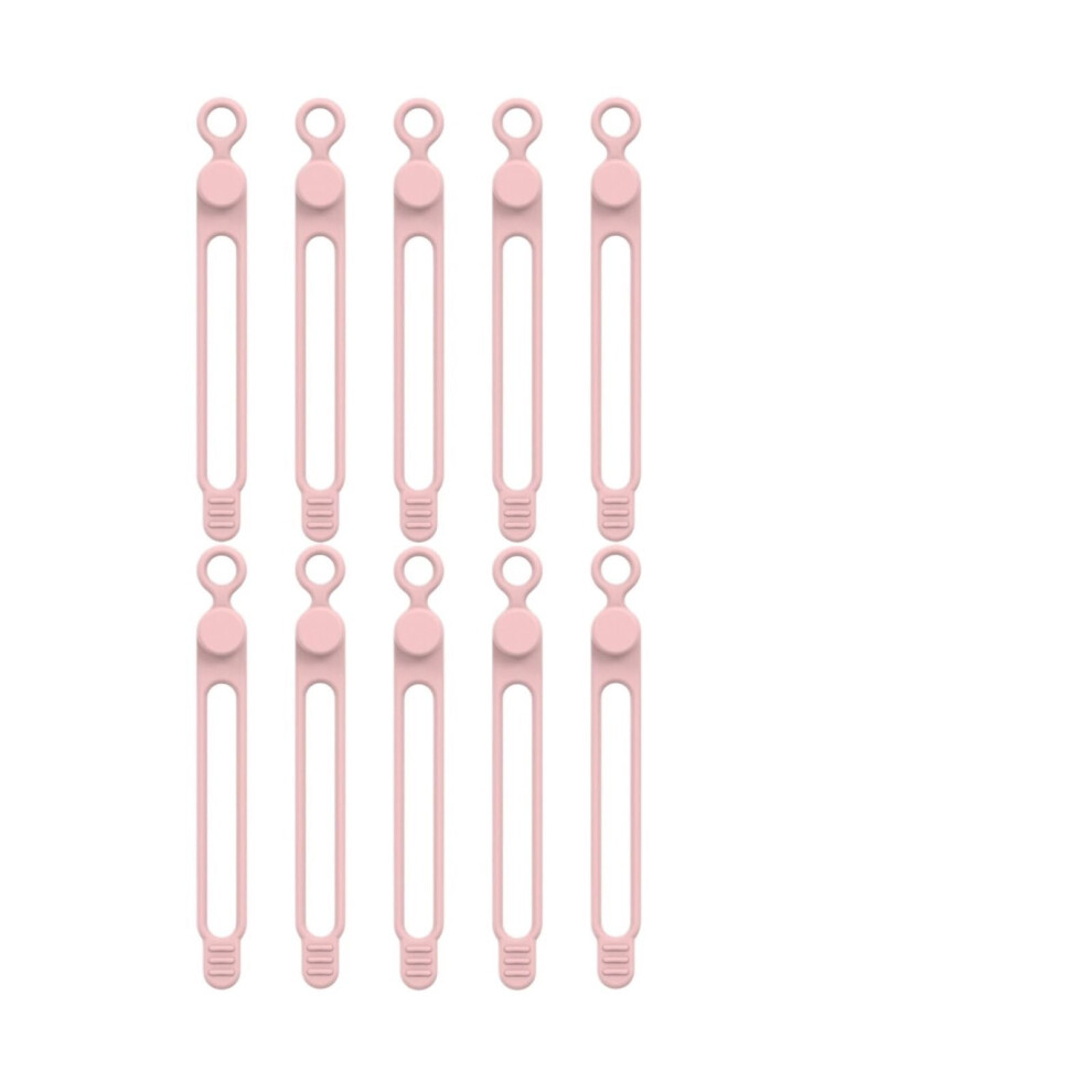 Reusable Silicone Cable Ties Pink 10Pcs Flexible Cord Organizers For Travel And Multipurpose Use 9310869822004