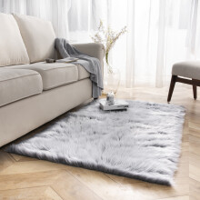 Ultra Soft Faux Sheepskin Shag Area Rug 3x5 ft Black White