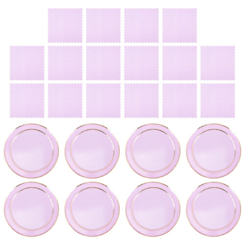 Ensemble de 32 assiettes et serviettes jetables violettes