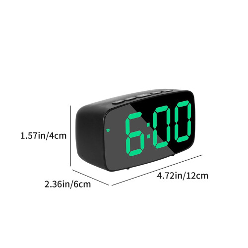 Despertador digital com visor LED, formato 12/24 horas, função soneca e temperatura. 2
