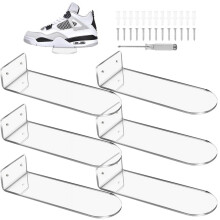 Clear Acrylic Floating Shoe Shelves Wall Mount Set of8