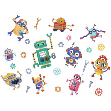 Stickers muraux robots colorés avec motif dansant (12 pièces)