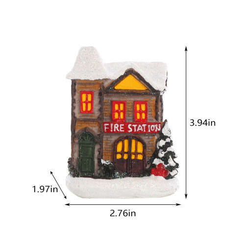 Miniatuur kerstdorpje van hars met LED-verlichting (7,6 cm) 2