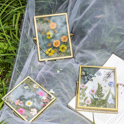 Porta-retratos artesanal com flores secas – Vidro de 4" e 6" 2