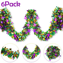 Doingart Mardi Gras Garland Green Gold Purple 6 pcs 6.5 ft
