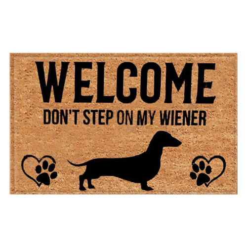 Αστεία πατάκια υποδοχής Crazy Dogs Don't Step On My Wiener Front Door Mat Χαλί εισόδου Εξωτερικό χαλί 1